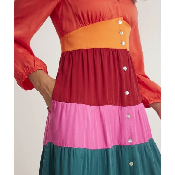 Marine Layer Maeve Colorblock Maxi Dress Multicolor TENCEL Pockets - Size XS - Picture 13 of 14